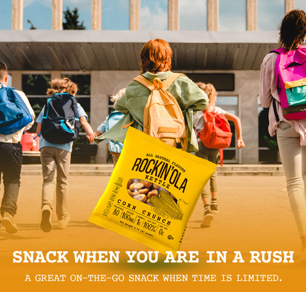 Rockin'Ola Kettle Corn Crunch on the go and when in a hurry